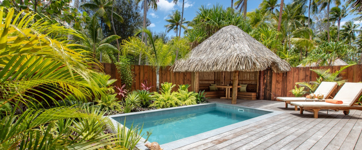 Private cabana and plunge pool in warm climate